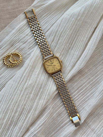 Longines Gold Toned Ladies Watch Gold Square Dial