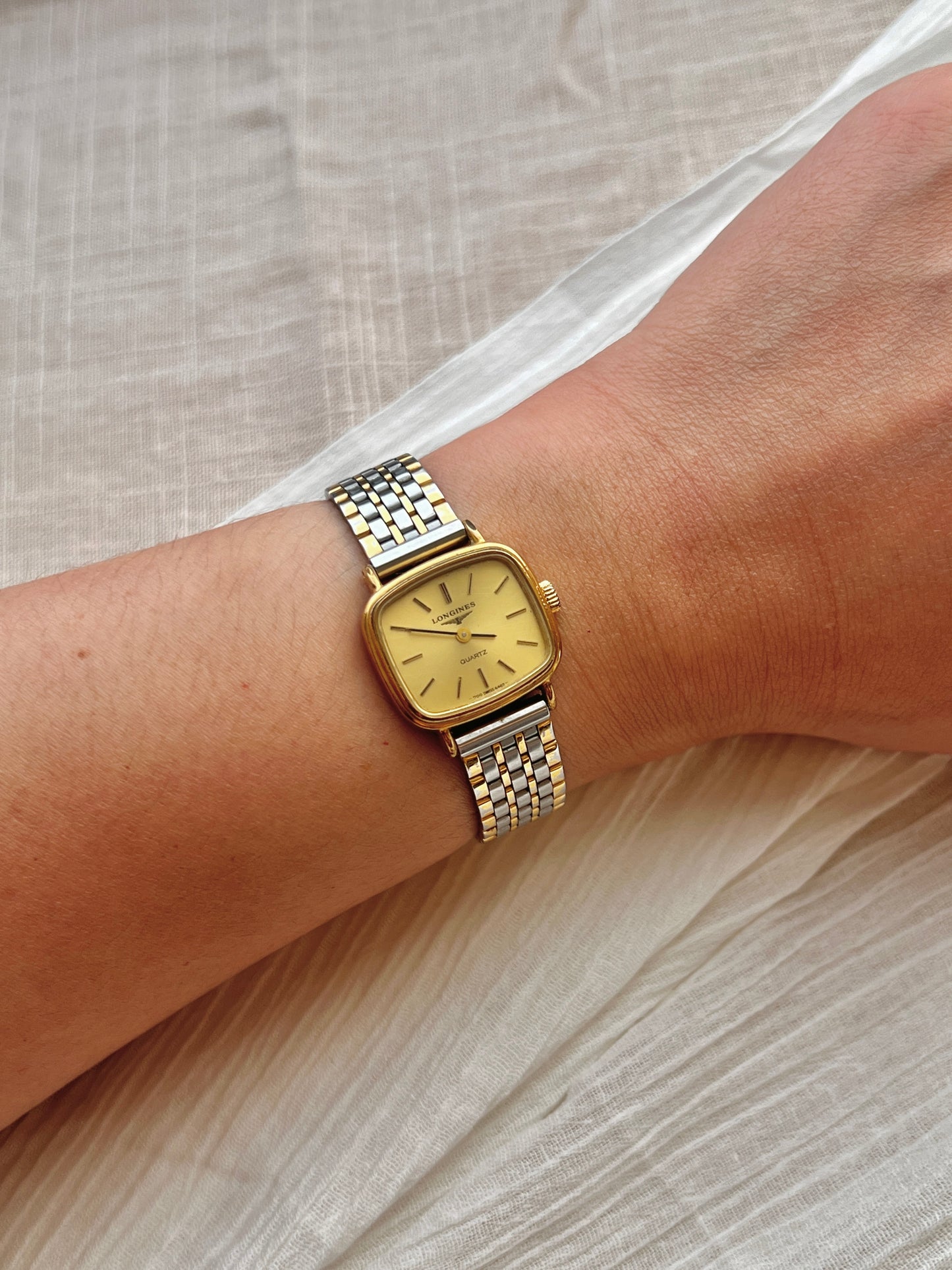 Longines Gold Toned Ladies Watch Gold Square Dial