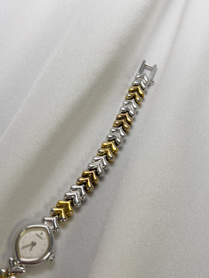 Seiko Tear Drop Watch with Two-Tone Leaf-Link Bracelet