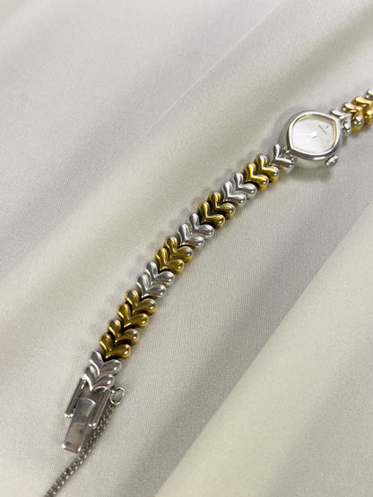 Seiko Tear Drop Watch with Two-Tone Leaf-Link Bracelet