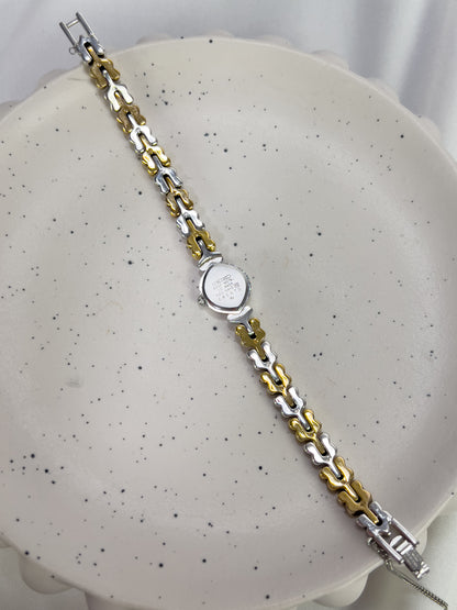 Seiko Tear Drop Watch with Two-Tone Leaf-Link Bracelet