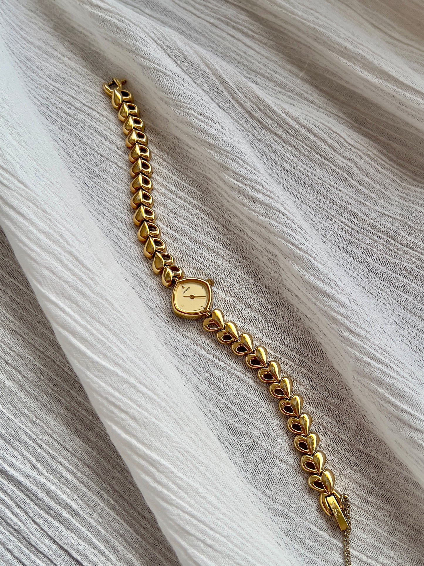 Seiko Gold Toned Women's Watch with Hearts Bracelet