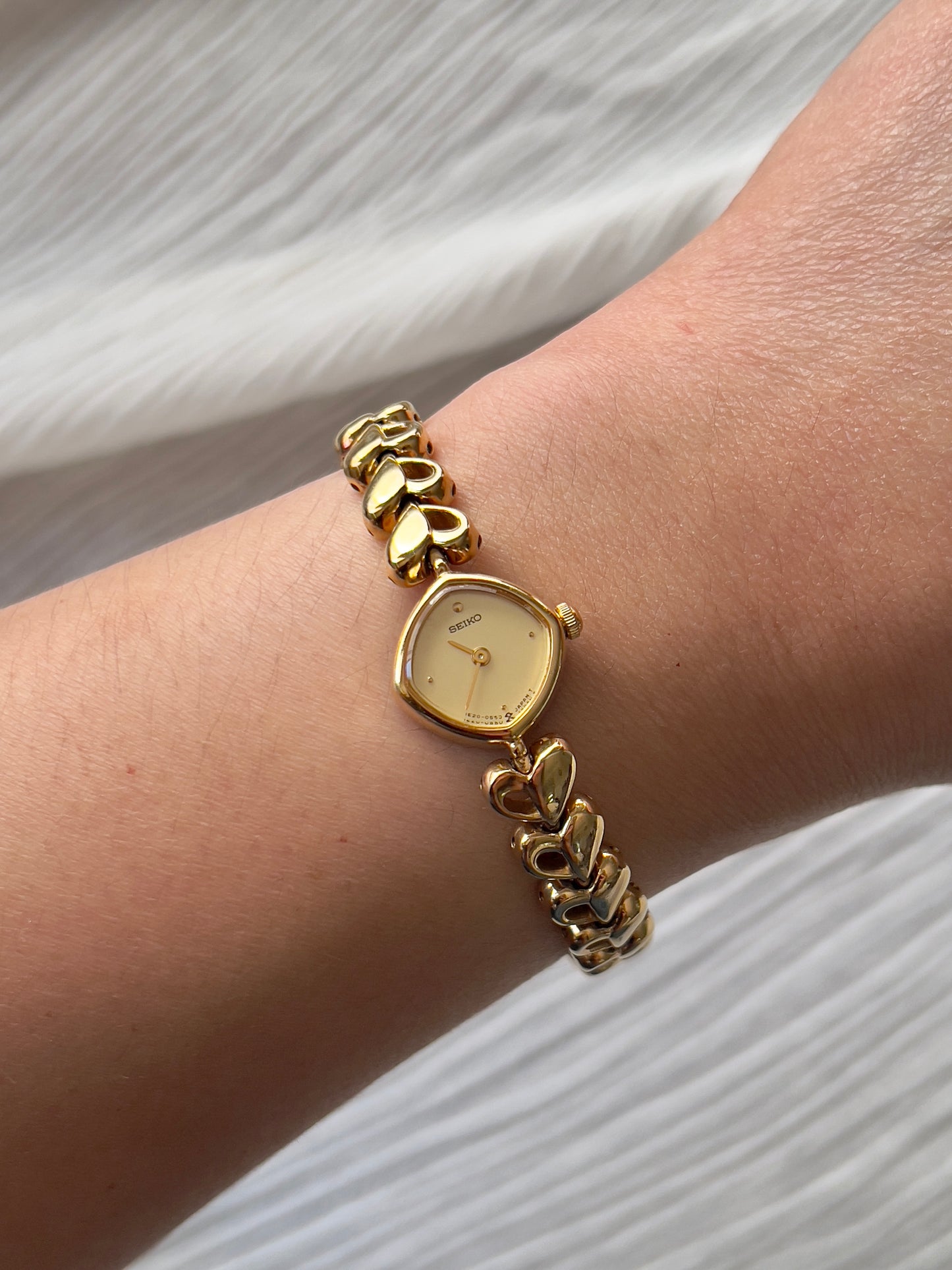 Seiko Gold Toned Women's Watch with Hearts Bracelet