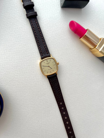 Longines Gold Tone Cushion Women's Watch with Champagne Dial