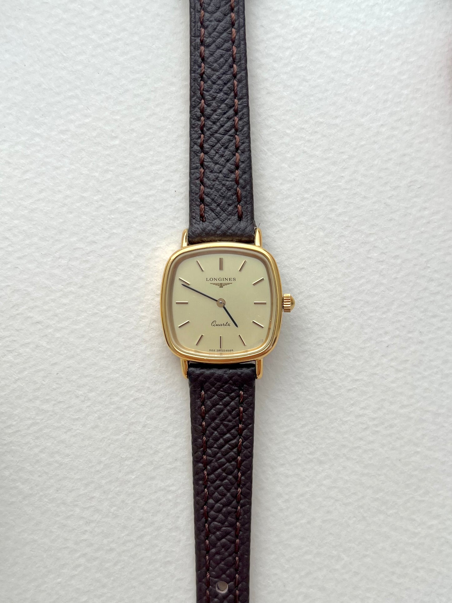 Longines Gold Tone Cushion Women's Watch with Champagne Dial