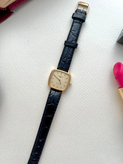 Longines Soft Square Gold Bracelet Women’s Watch Houndstooth Dial