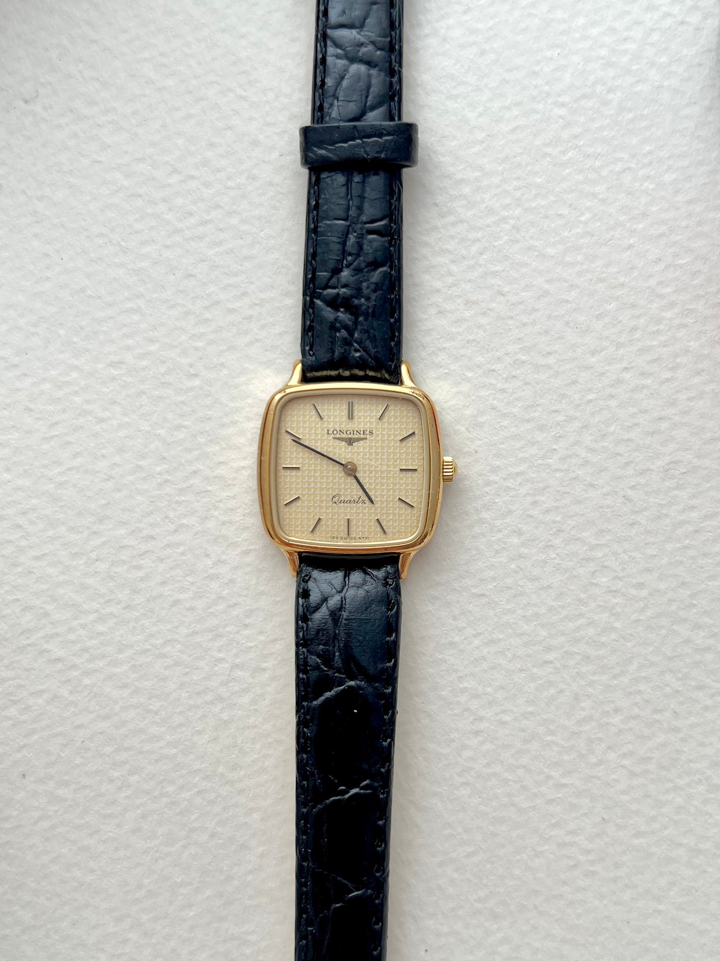 Longines Soft Square Gold Bracelet Women’s Watch Houndstooth Dial
