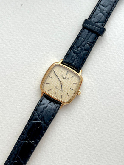 Longines Soft Square Gold Bracelet Women’s Watch Houndstooth Dial