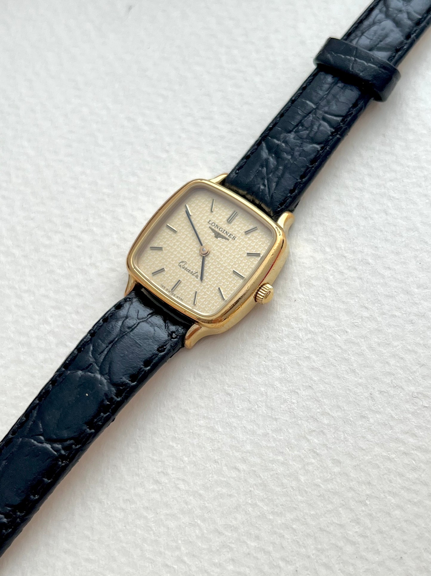 Longines Soft Square Gold Bracelet Women’s Watch Houndstooth Dial