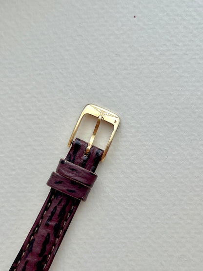 Longines Gold Toned Cushion Case Stripe Dial Woman's Watch