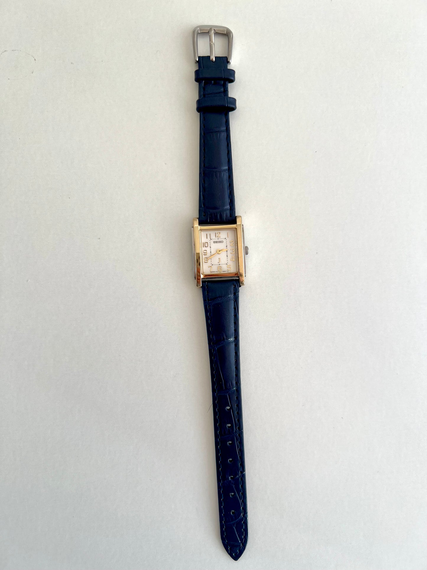 Seiko Two Tone Tank Women's Watch with Guilloche Dial