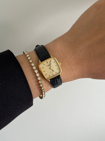 Longines Soft Square Gold Bracelet Women’s Watch Houndstooth Dial