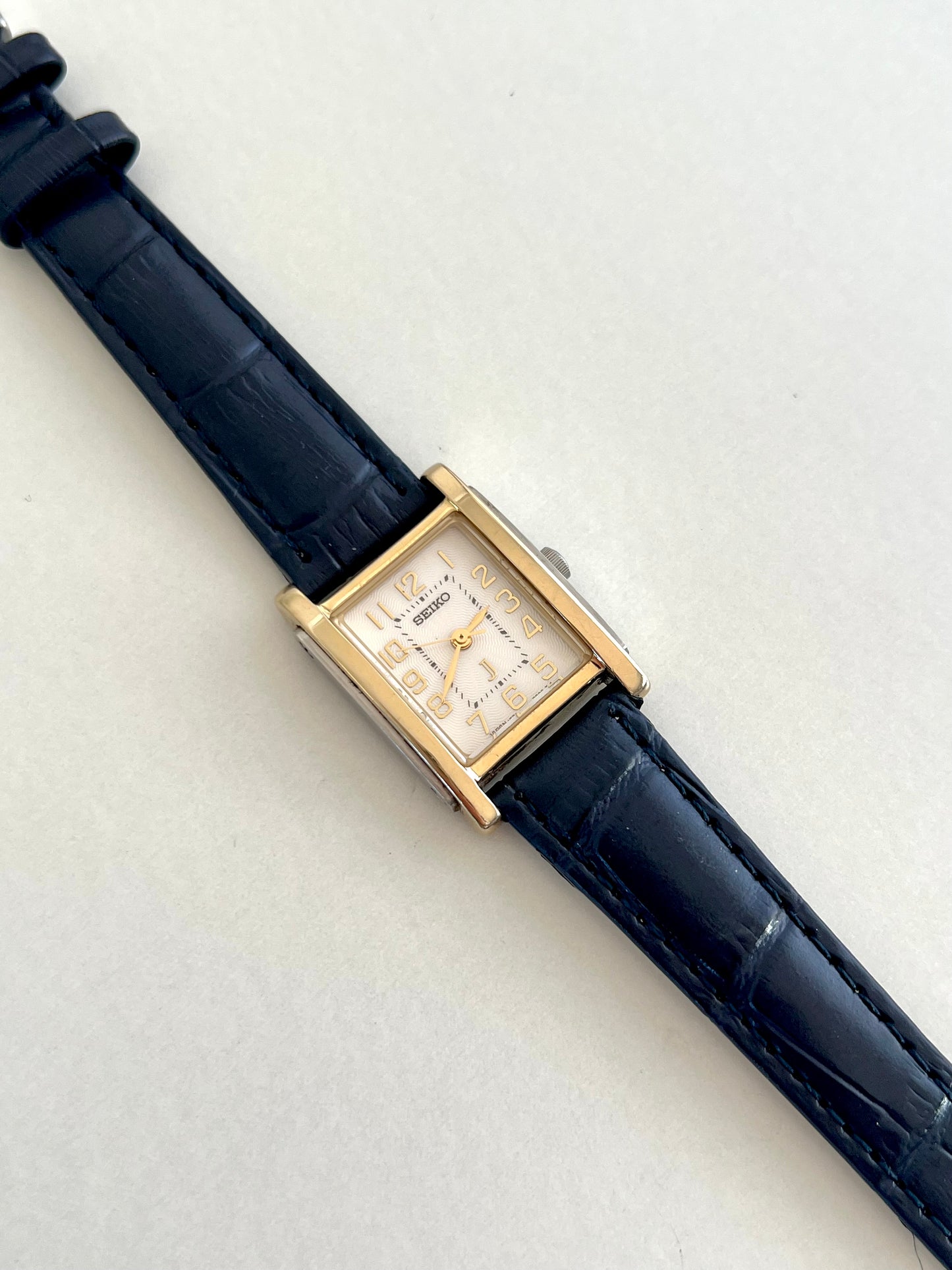 Seiko Two Tone Tank Women's Watch with Guilloche Dial