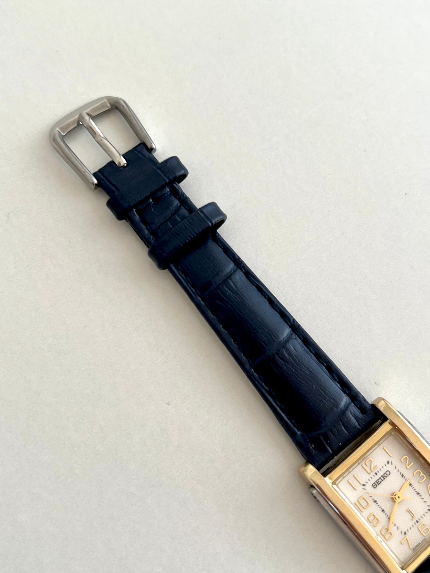 Seiko Two Tone Tank Women's Watch with Guilloche Dial