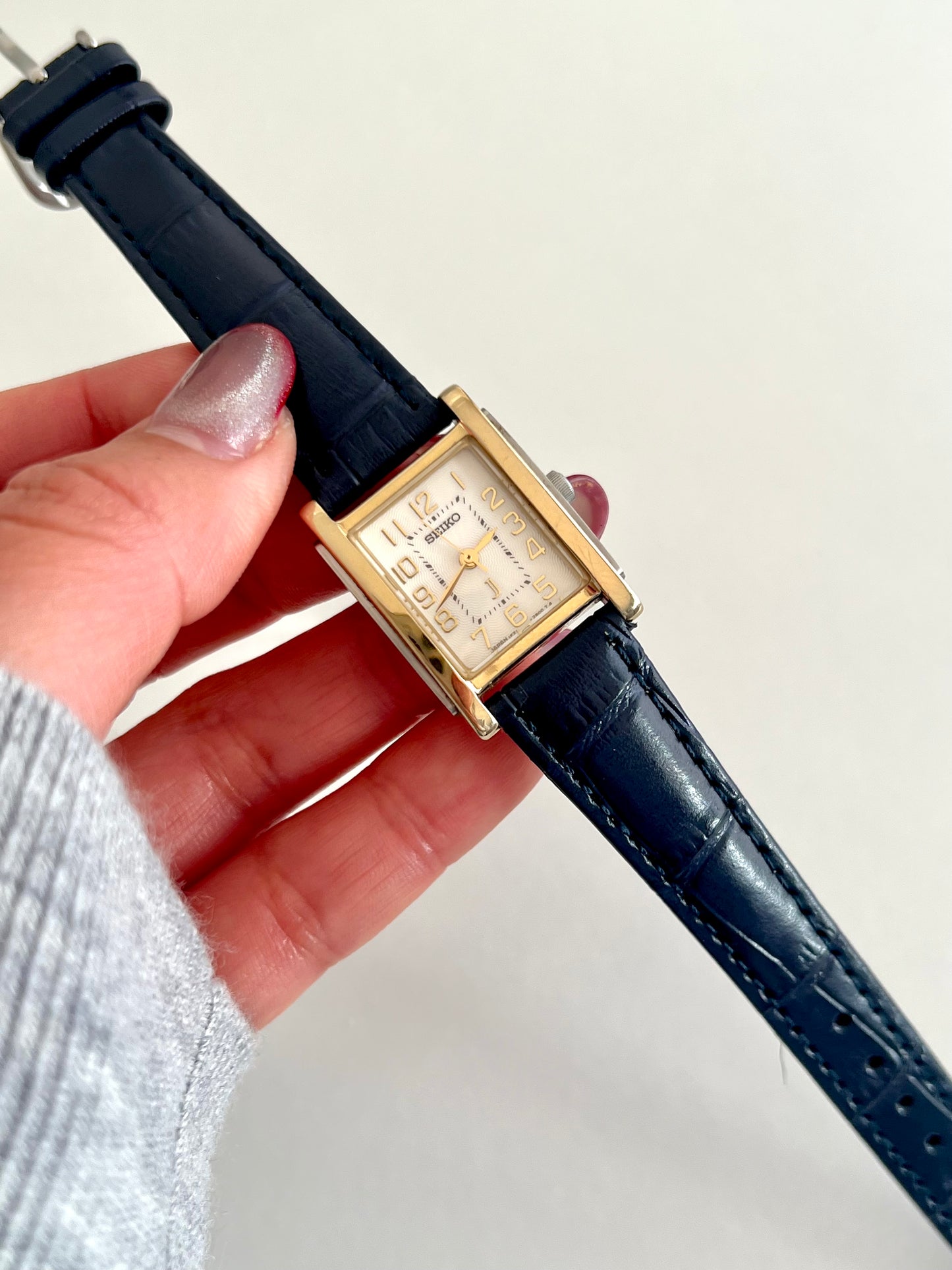 Seiko Two Tone Tank Women's Watch with Guilloche Dial