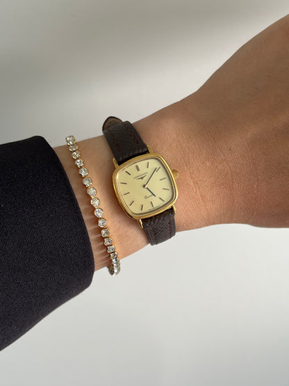 Longines Gold Tone Cushion Women's Watch with Champagne Dial