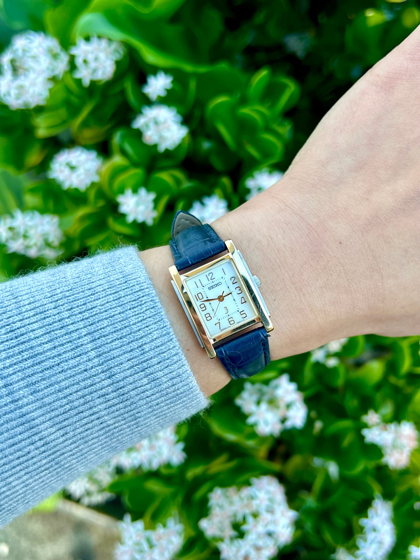 Seiko Two Tone Tank Women's Watch with Guilloche Dial
