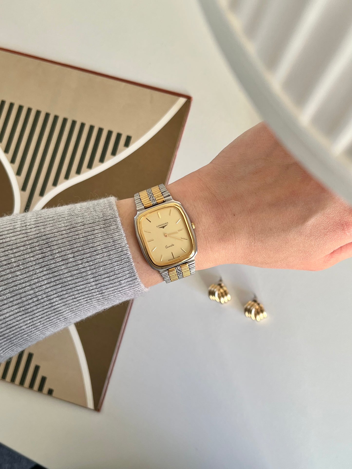 Longines Unisex Rectangular Two Tone Watch