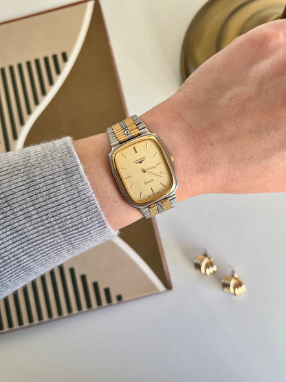 Longines Unisex Rectangular Two Tone Watch