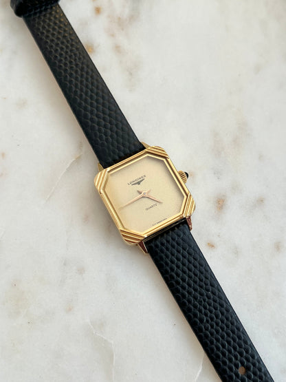 Longines Square Gold Women's Watch with Decorated Corners