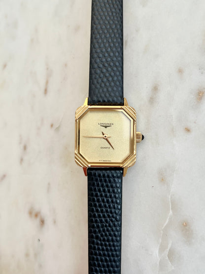 Longines Square Gold Women's Watch with Decorated Corners