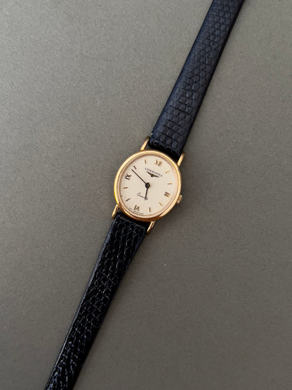 Longines Gold Toned Oval Woman's Watch with Stardust Dial
