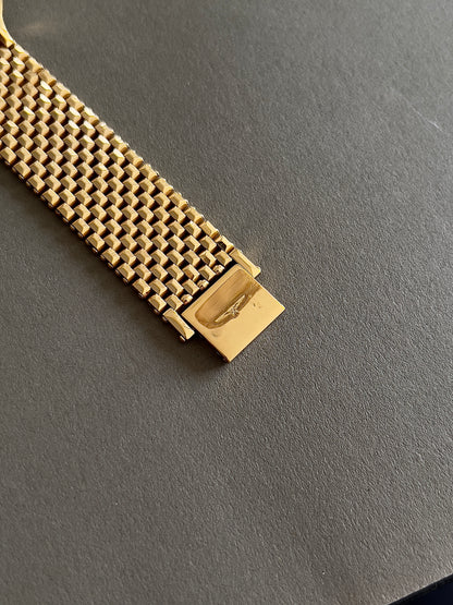 Longines Cosmopolitan Unisex Gold Toned Watch with Sculpted Mesh Bracelet