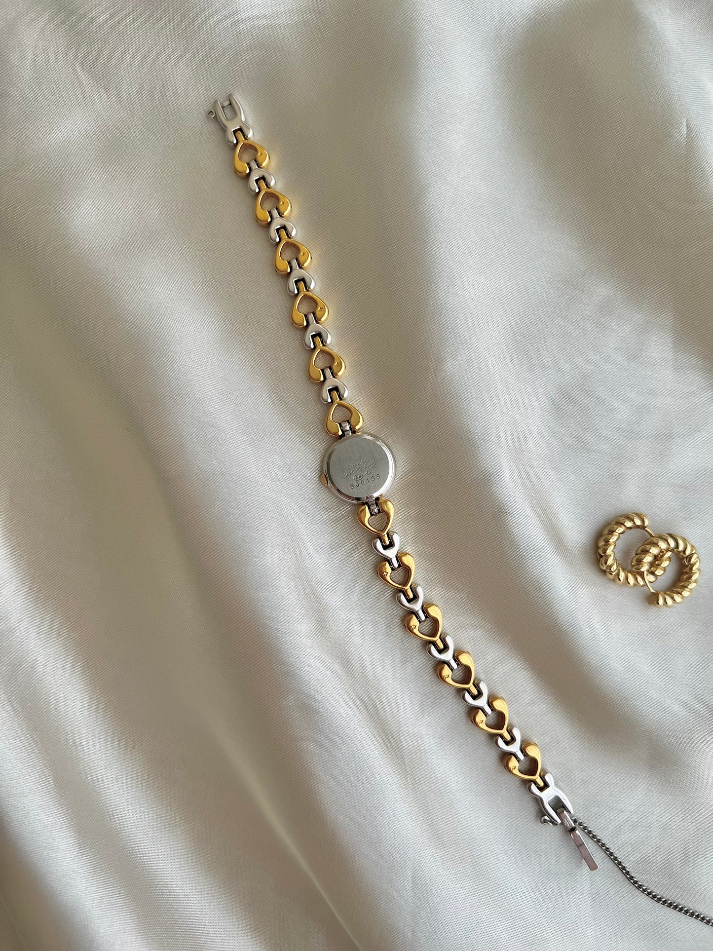 Seiko Dainty Ladies Hearts Bracelet Watch in Two Tone