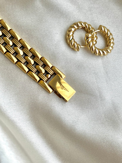 Longines Gold Tone Women’s Watch with Green Stone Crown