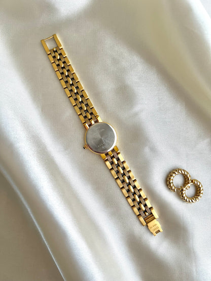 Longines Gold Tone Women’s Watch with Green Stone Crown