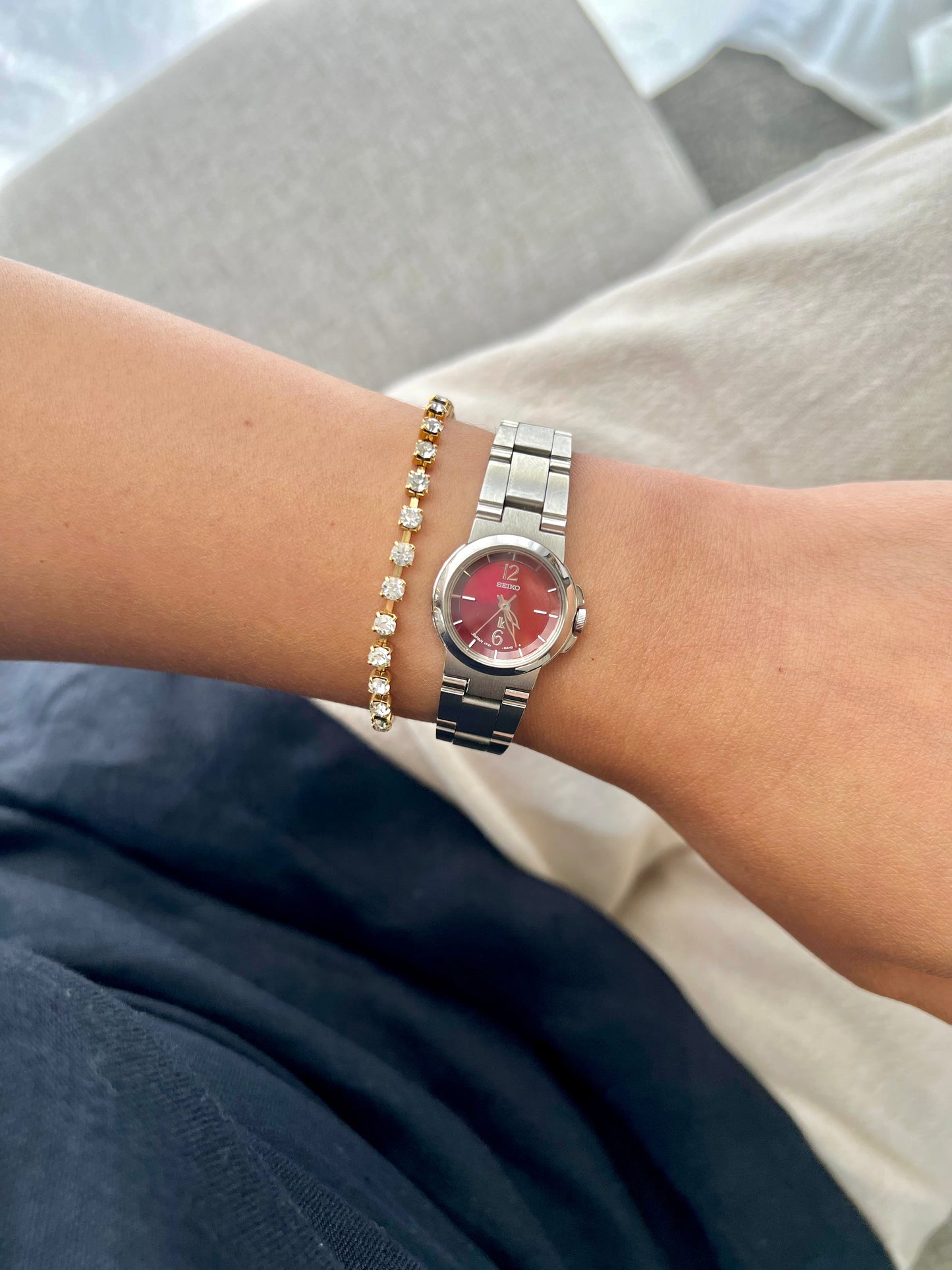 Seiko Lukia Red Cherry Dial Ladies Watch Stainless Steel