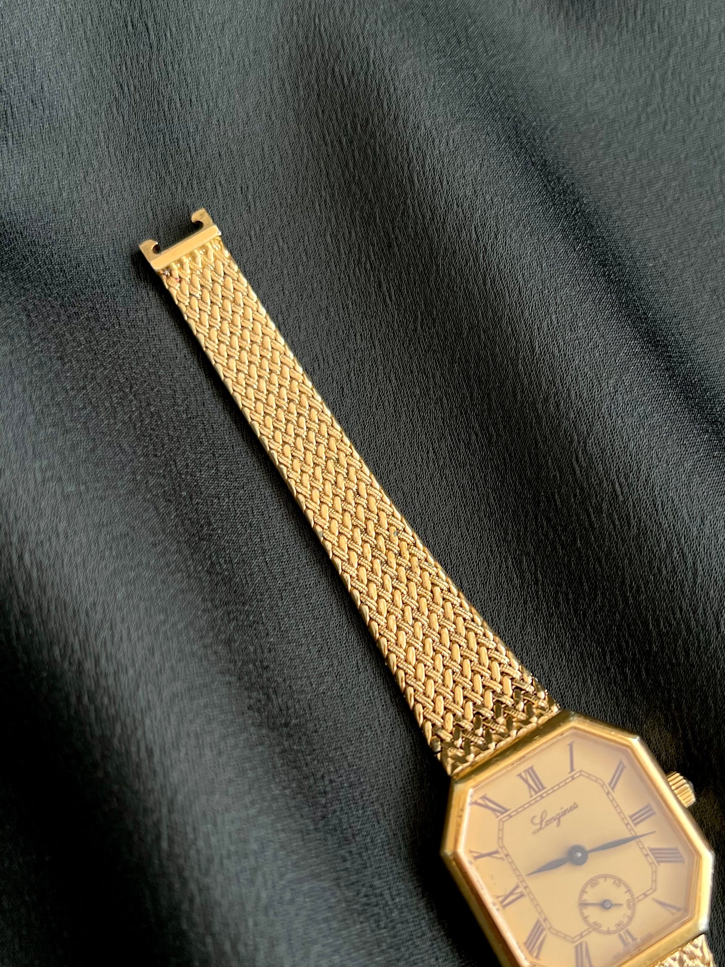 Longines Gold Tone Octagonal Women's Watch with Mesh Bracelet