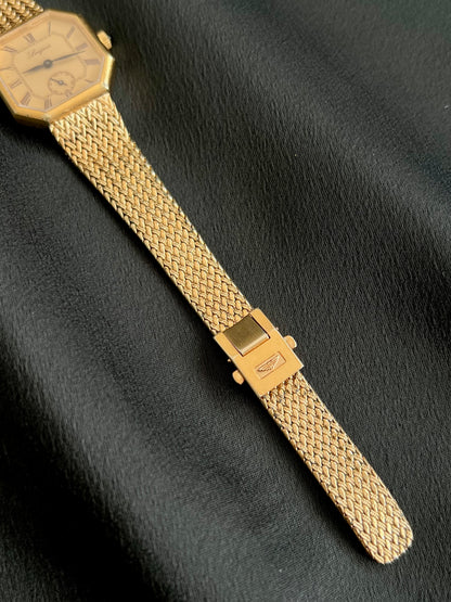 Longines Gold Tone Octagonal Women's Watch with Mesh Bracelet