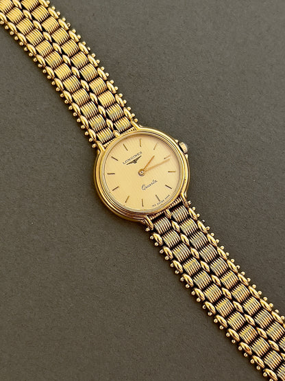 Longines Ladies's Watch in Gold with Unique Patterned Dial