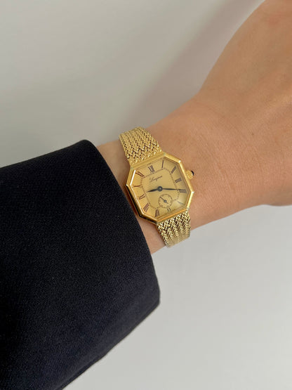 Longines Gold Tone Octagonal Women's Watch with Mesh Bracelet