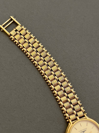 Longines Ladies's Watch in Gold with Unique Patterned Dial