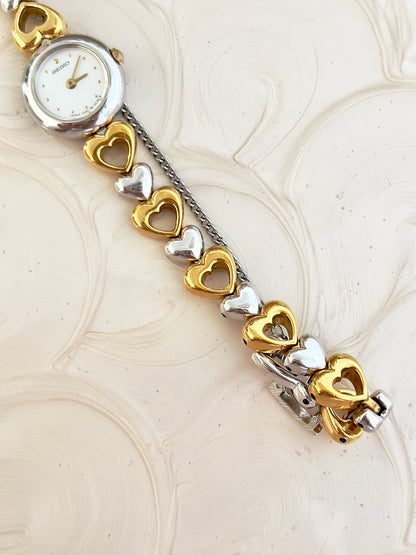 Seiko Dainty Ladies Hearts Bracelet Watch in Two Tone