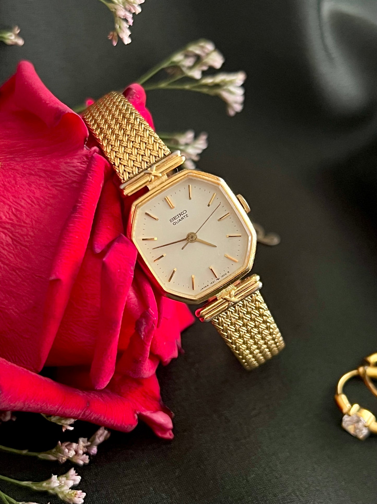 Seiko Octagonal Gold Mesh Bracelet Women’s Watch