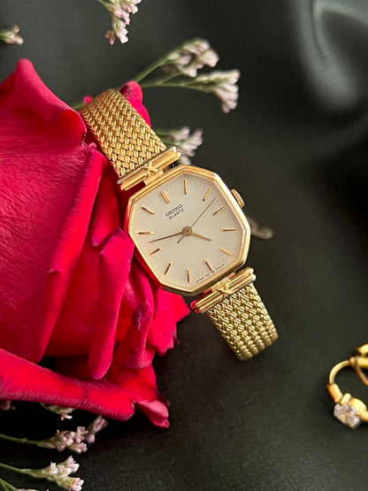 Seiko Octagonal Gold Mesh Bracelet Women’s Watch