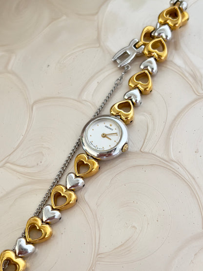 Seiko Dainty Ladies Hearts Bracelet Watch in Two Tone