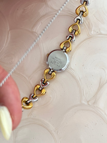 Seiko Dainty Ladies Hearts Bracelet Watch in Two Tone