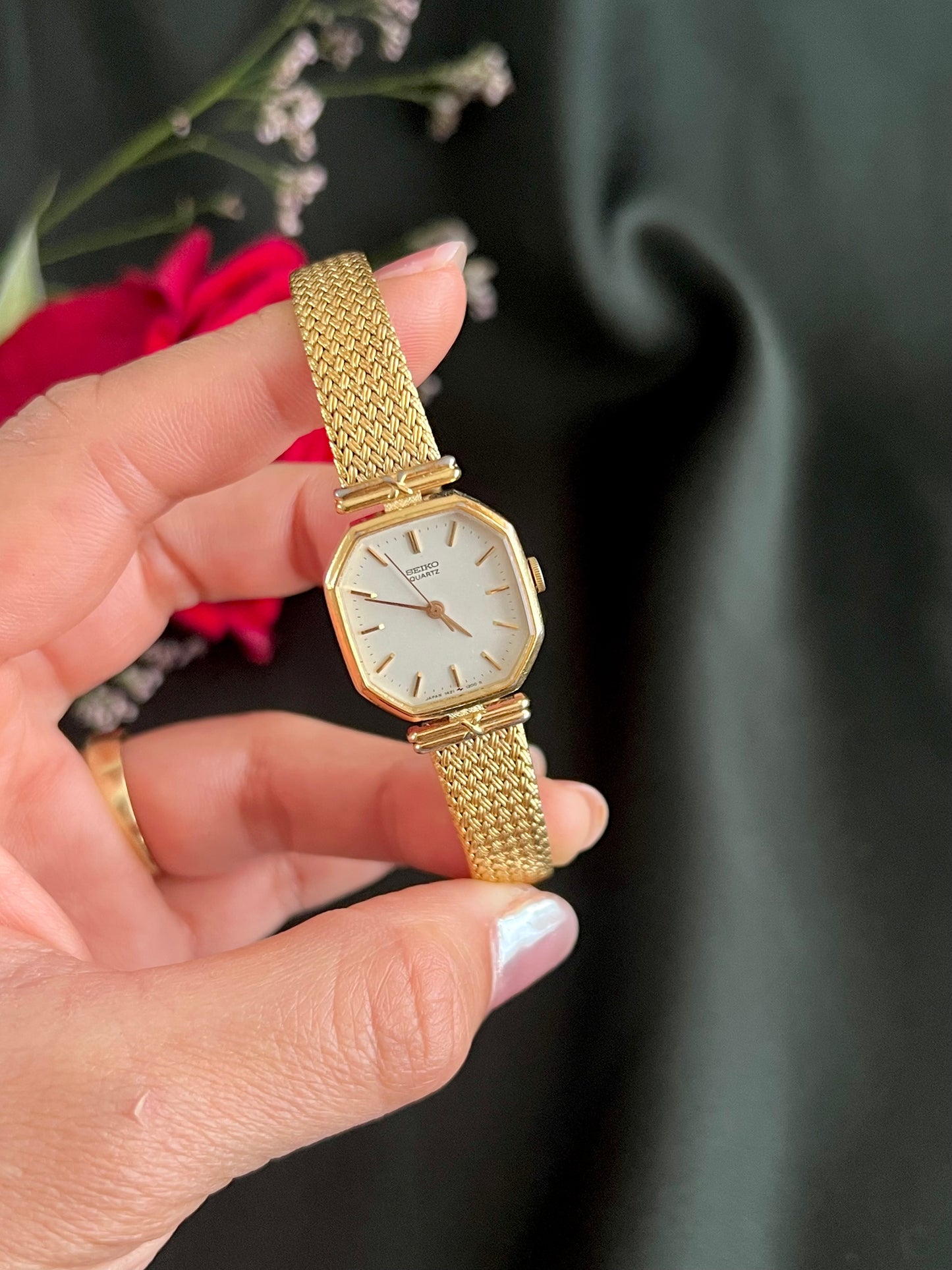 Seiko Octagonal Gold Mesh Bracelet Women’s Watch