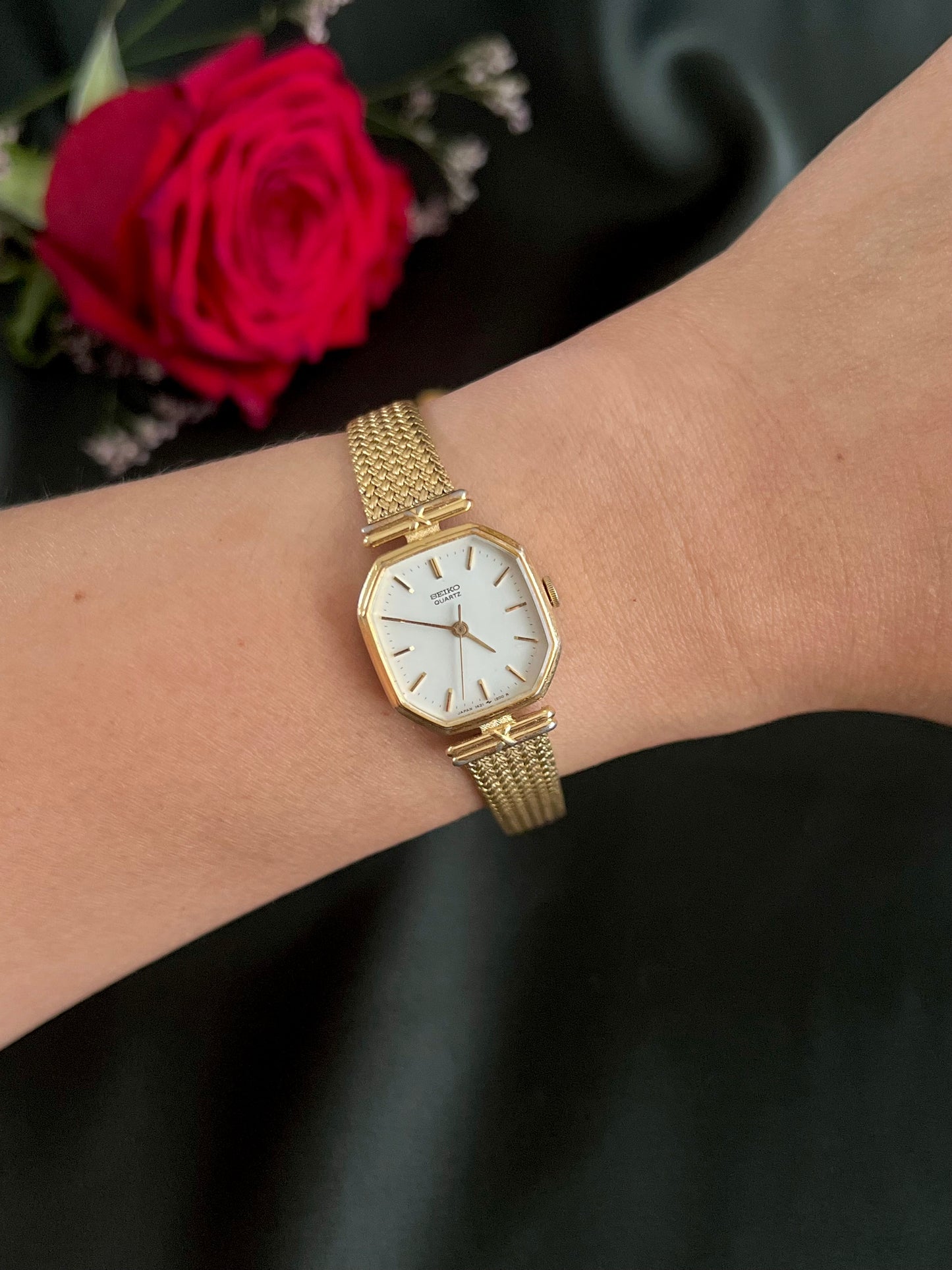 Seiko Octagonal Gold Mesh Bracelet Women’s Watch