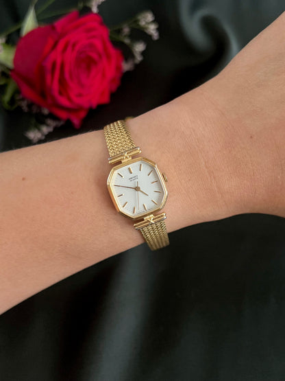 Seiko Octagonal Gold Mesh Bracelet Women’s Watch