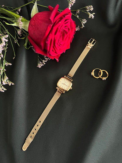 Rado Cushion Square Womens Watch with Gold Mesh Bracelet