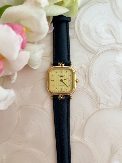 Ladies Longines Gold Scalloped Square Watch