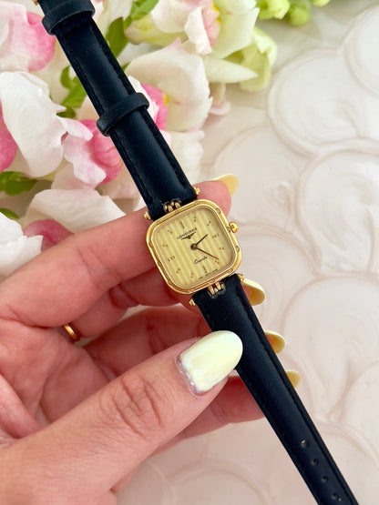 Ladies Longines Gold Scalloped Square Watch