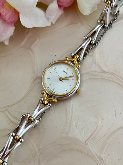 Seiko Gold and Silver Bracelet Ladies Watch with White Dial