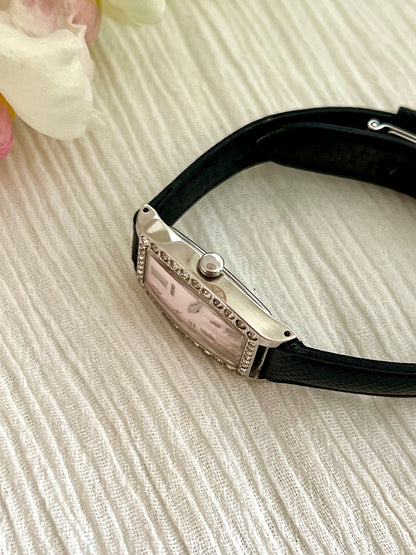 Seiko Lukia Ladies Tonneau Watch with Diamond Set Bezel and Textured Pink Dial Limited Edition