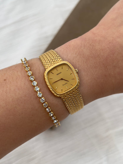 Seiko Exceline Gold Toned Woman's Watch with Diamond Set Crown